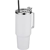 HASLE OUTFITTERS 40 oz Stainless Steel Tumbler with Handle, Vacuum Insulated Tumblers Bulk, Reusable Double Wall Travel Coffee Mug, Durable Powder Coated Water Bottle(White, 1)