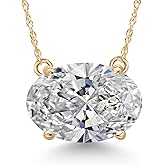 Gem Stone King 3 Ct Oval Cut 14K Yellow Gold IGI Certified Lab Grown Diamond Pendant Necklace | E-F Color | VS1-VS2 Clarity | Gold Necklace For Women | With 18 Inch Gold Chain