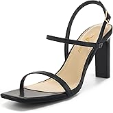 Athlefit Women's Strappy High Heels Square Open Toe Heeled Sandals Ankle Strap Dressy Wedding Party Shoes