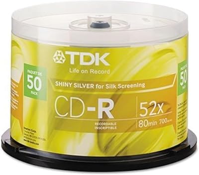 TDK CD-R 50 Pack Blank Recordable Disc 52X 700MB 80Min Shiny Surface Cakebox