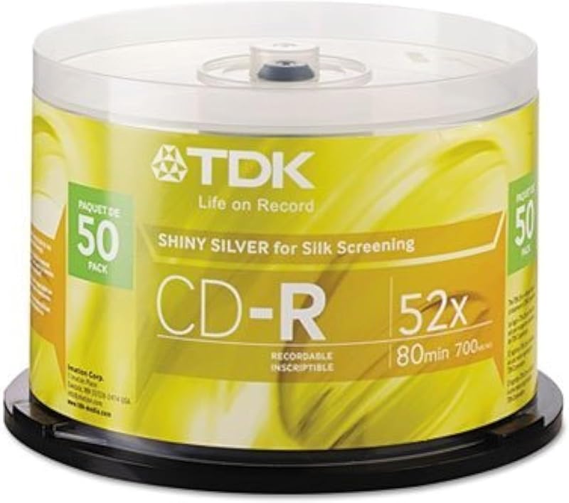 TDK CD-R 50 Pack Blank Recordable Disc 52X 700MB 80Min Shiny Surface Cakebox