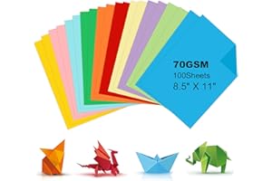 MIIKOUL 100 Sheets A4 Coloured Paper, 8.5" X 11" Handmade Copy Paper (10 Colors) Double Sided Colored Origami Paper Pastel Paper Cardstock for Kids DIY Art Crafts School Office Colorful Projects (70GSM)