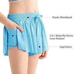 Girls Summer Lake Blue Flowy Athletic Shorts with