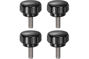 uxcell 4pcs Knurled Clamping Knobs M6 x 16mm Metric 304 Stainless Steel Male Thread Thumb Screw on Type 25mm Plastic Round He