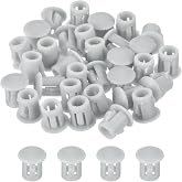 MECCANIXITY 64PCS 5mm(3/16") Light Gray Plastic Hole Plugs Insert End Caps | Flush Type Panel Hole Plugs for Locking Tubes Furniture Cabinet