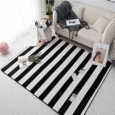 Alfombra Rayada Gris Y Blanca