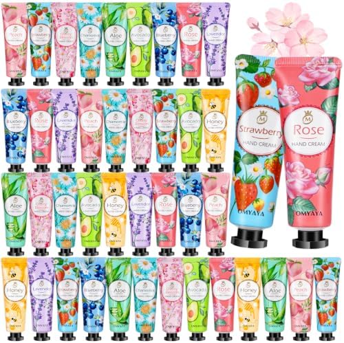 Creme Main 40 pièces 10 parfums, Crème Main pour mains très sèches, coffret cadeau creme pour les mains, creme mains idéal pour collègues, anniversaires, calendriers de l'Avent, Noël, Saint-Valentin