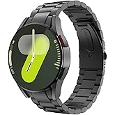MoKo Metal Band Compatible with Samsung Galaxy Watch 7 FE 6 5 4 Band 40mm 44mm/Watch 5 Pro Band 45mm/Watch 6 Classic Band 43mm 47mm/4 Classic 42mm 46mm, No Gap Stainless Steel Band for Men, Black