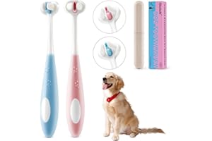Gluckelk 2 Pcs 3-Sided Dog Toothbrush, Puppy Toothbrushes, Ultra Soft Nano Bristles, Suitable for Teeth with Sensitive Gums, Pet Dental Care Oral Hygiene, for Small and Medium Dogs
