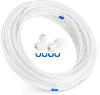 ilauke 15m Kühlschrankschlauch 6,35mm (1/4"), Wasserzulaufleitung Anschluss-Set für Kühlschrank Side by Side, Wasserschlauch, Umkehrosmoseanlage, Aquarium