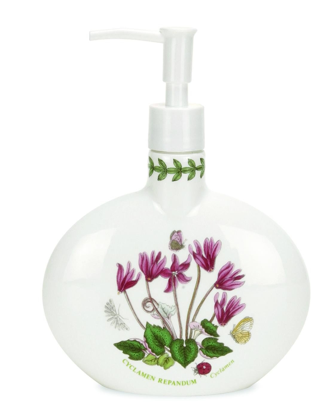 Portmeirion x Botanic Garden Lotion Dispenser - White Floral Design, Durable Earthenware, Stylish Bathroom Accessory for Everyday Use