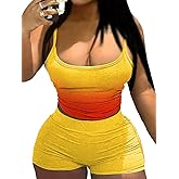 Nimsruc 2 Piece Outfits for Women Sexy Sleeveless Bodycon Summer Active Wear Tracksuits