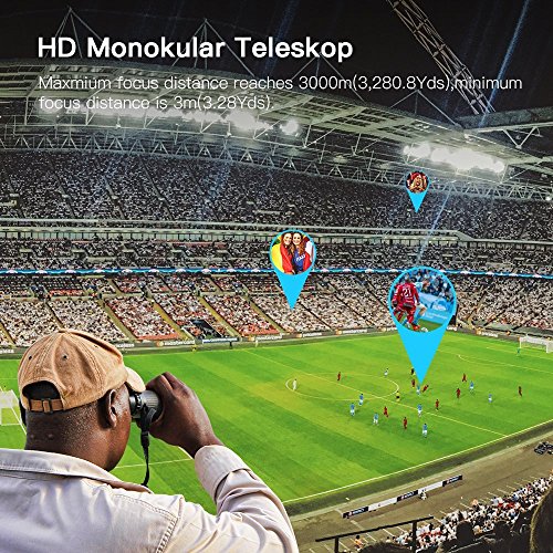 HD Monocular Telescope,Evershop Waterproof Phone Telephoto Lens with Low Night Vision with Phone Adapter and Tripod for Hunting/Camping/Travel
