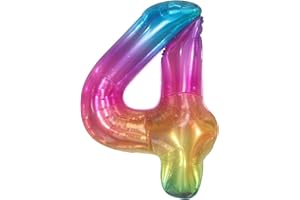 KatchOn, Giant Rainbow 4 Balloon Number - 40 Inch | Number 4 Balloons for Birthdays | 4 Year Old Balloon for 4th Tie Dye Birthday Decorations Girl | 4 Number Balloons for Anniversary Decorations