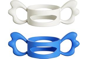 FAREVER Baby Bottle Handles, Easy Grip Bottle,Silicone Wide-Neck Bottle Handle, Outer Diameter Over 6cm for Bottle White Blue (2 Pack)