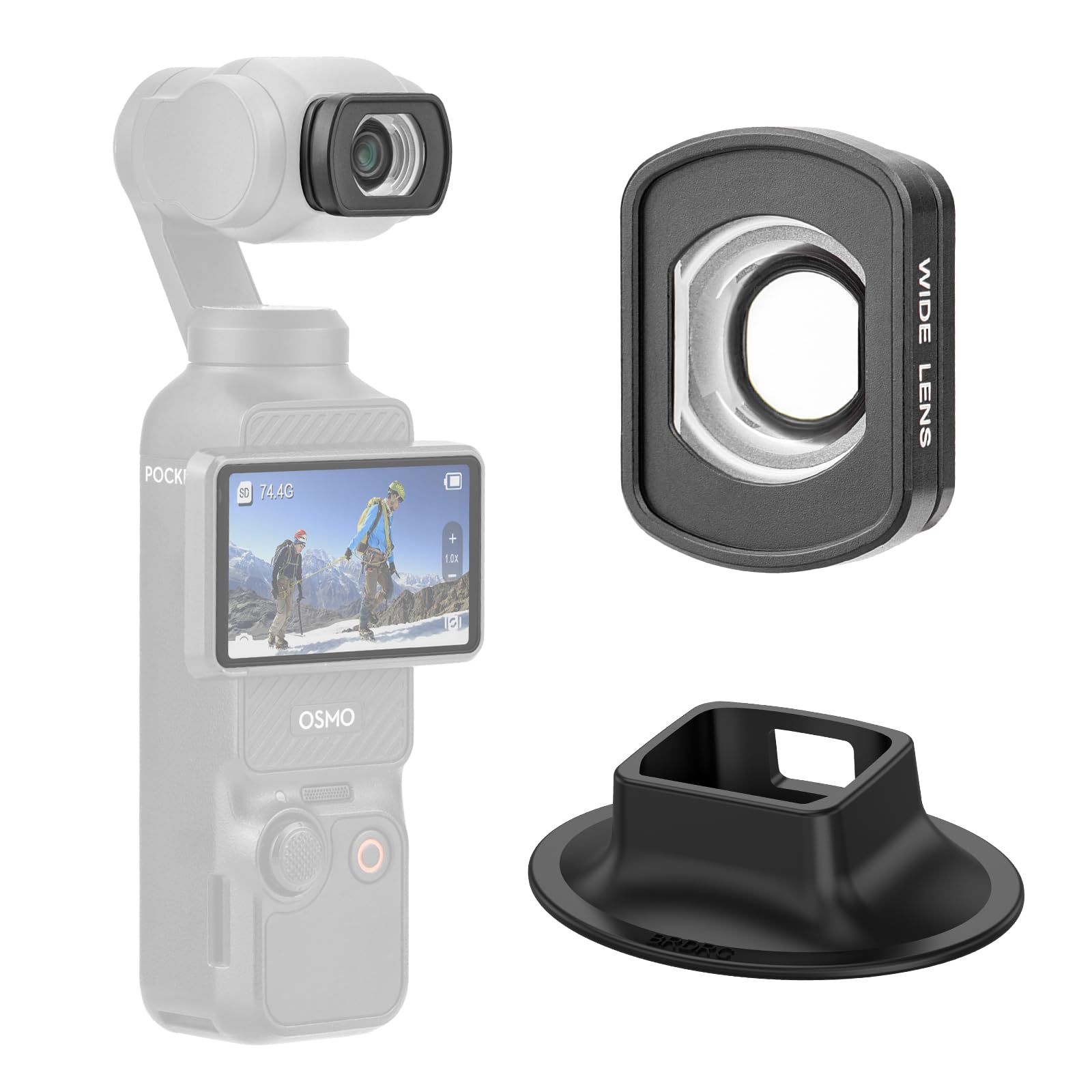 Photo 1 of BRDRC Pocket 3 Wide Angle Lens, 0.72X Magnetic Wide-Angle Filter with Base Stand for DJI OSMO Pocket 3 Creator Combo Accessories - Expanded FOV of 112°