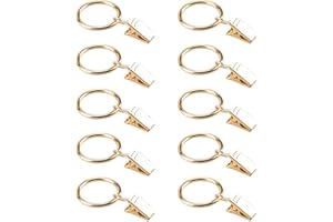10 Pack Metal Curtain Rings with Clips, 1.28 Inch Diameter Rustproof Vintage Decorative Drapery Window Ring, for Curtain Pane