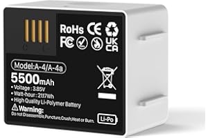 1 Pack Battery for Arlo Pro 4/3, 5500mAh New Upgrade High Capacity Battery Replacement for Arlo Pro 5S 2K/ Ultra 2/ Ultra, A-