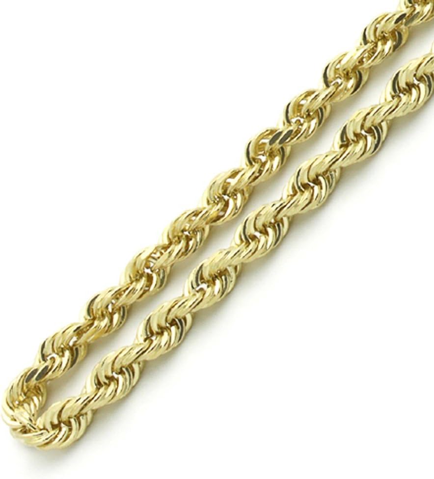 PORI JEWELERS18K Yellow Gold 1.5MM, 1.8MM, 2MM, 2.5MM, 3MM, 4MM, or 5MM Diamond Cut Rope Chain Necklace Unisex Sizes 16"-30"