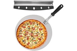 12 Inch Pizza Peel Stainless Steel Round Pizza Paddle with Folding Handle for Baking Grill Oven Homemade Pizza Bread