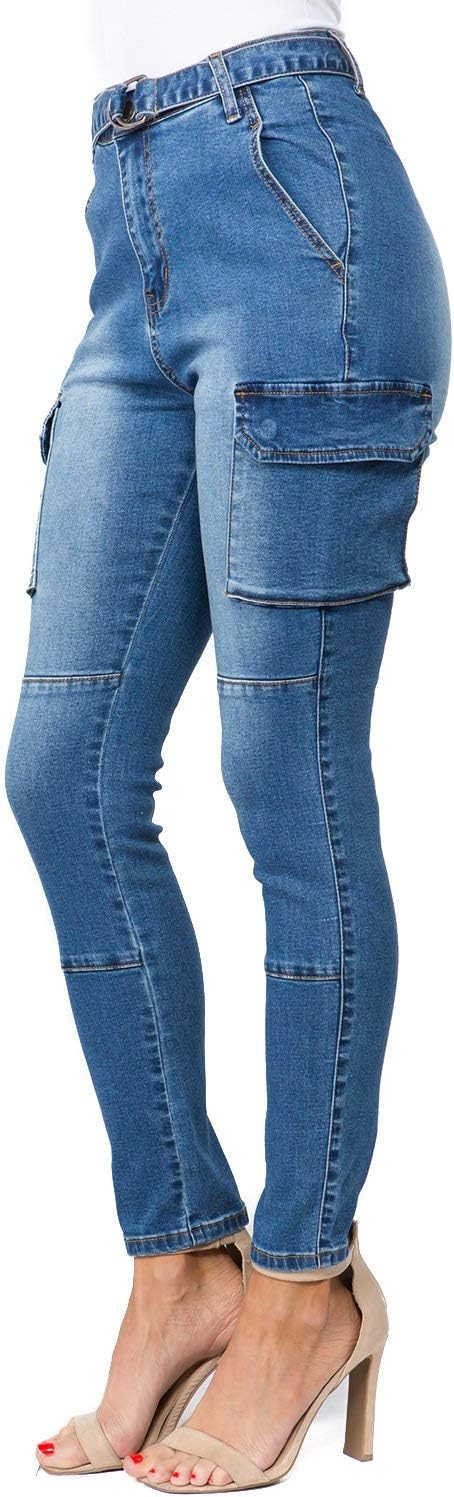 Women's High Waist Slim Fit Jogger Cargo Camo Pants for Women with Matching Belt