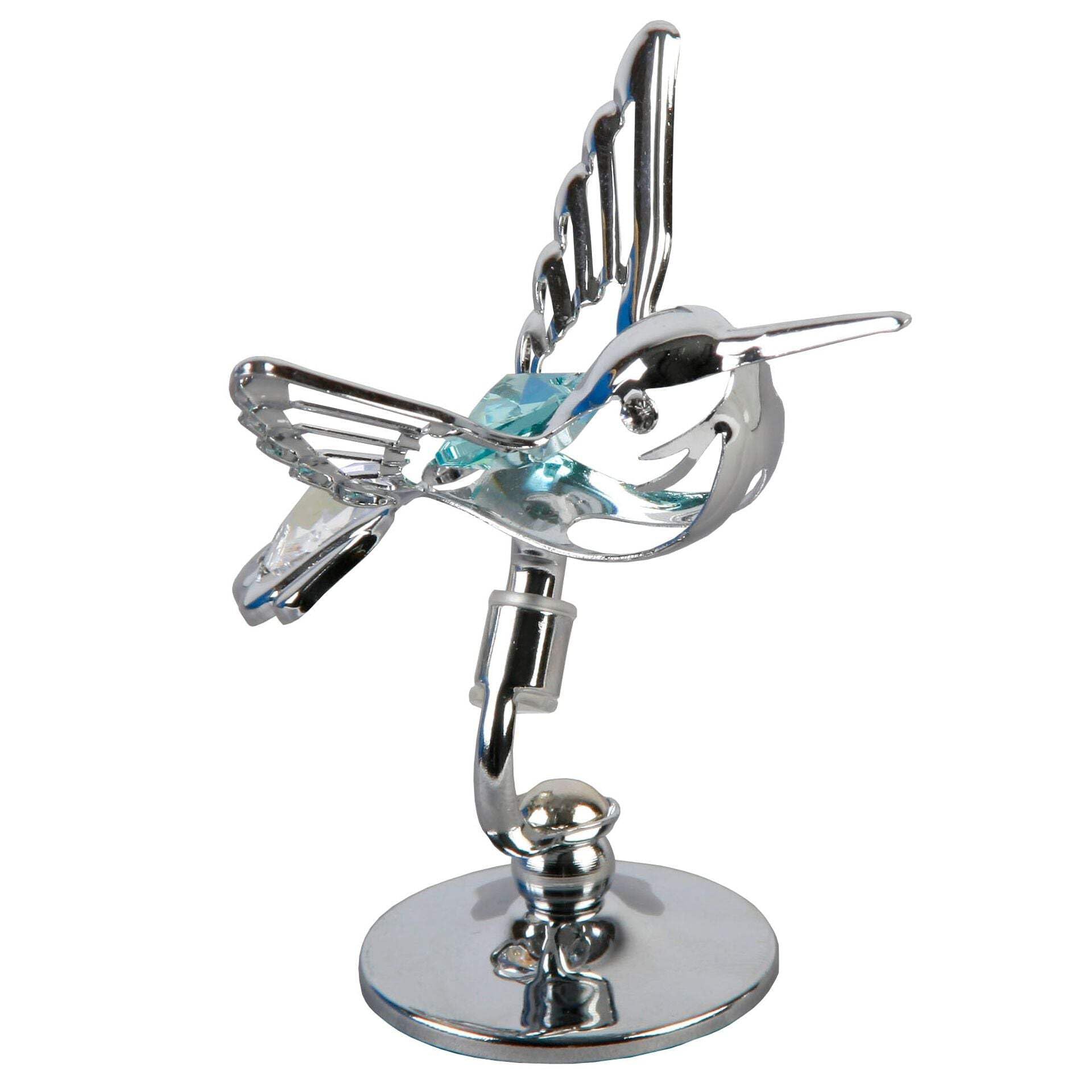 Crystocraft Chrome Plated Hummingbird Ornament With Crystal From Swarovski®