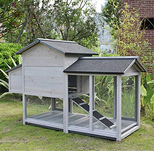 JHKGY Deluxe Holzkaninchen Hutch Pet Cage Shelter,Hen House Geflügel Arche Home Nest,Hühnerstall Aus Holz,Mit Wasserdichtem Dach,Leiter Und Eierbox Für Hase,Hinterhof Garten Im Freien,Grau – Bild 5
