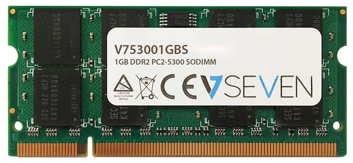 V7 V753001GBS V7 1GB DDR2 PC2-5300 667Mhz 1.8V SO DIMM Notebook Memory Module - V753001GBS,Green