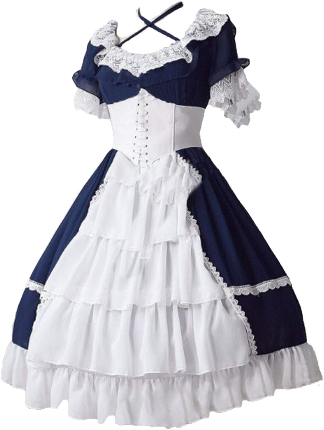 AEGJEGVD Damen Gothic Ballkleid Mittelalter Style - Langarm Mit V-Ausschnitt