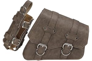 SURAKEY Motorcycle Solo Saddle Bag and Pannier Storage with Drink Bottle Holder PU Leather Waterproof Solo Swing Arm Bag Motorbike Luggage Bag Right Side Bag, Brown