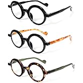DXYXYO 3 Pack Round Reading Glasses for Women and Men, Stylish Spring Hinge Readers Blue Light Blocking
