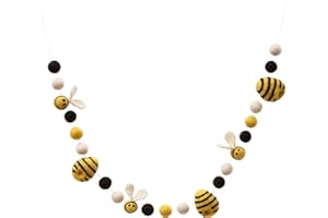 Glaciart One Felt Bees & Felt Beehives Garland - Hanging Banner Decoration for Baby Nursery, Kids Room, Classroom - Woodland Forest-Themed Décor - Summer,Christmas,Easter & Spring - Home Décor - 67In