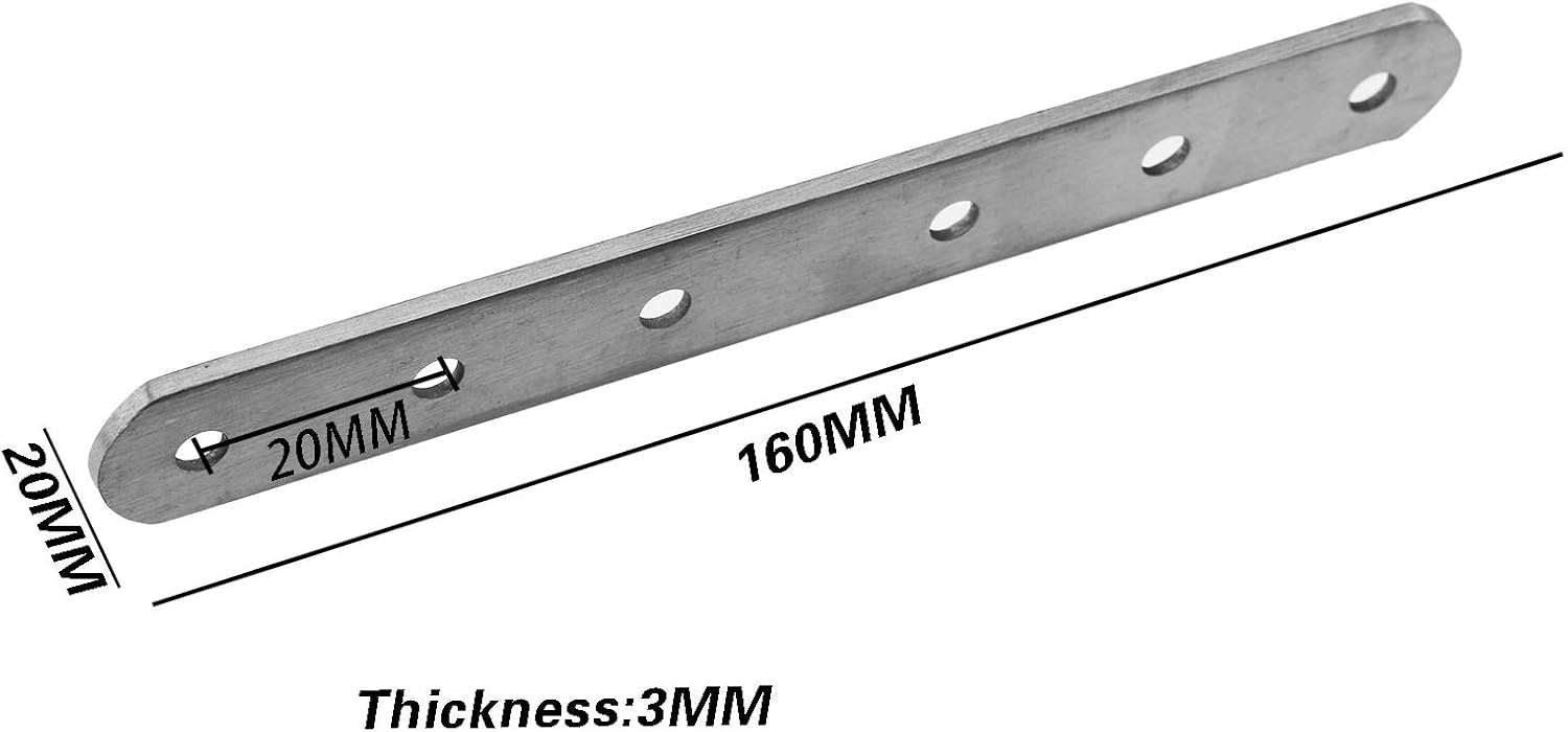 OTOTEC Stainless Steel Flat Plate Connector Straight Support Shelf Bracket with Screws 6pcs 160x20x3mm, Silver - Image 4