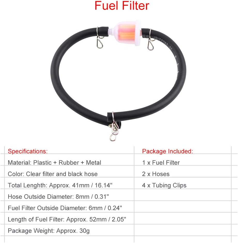 Gasoline Fuel Filter Kit, Universal Motorbike Inline Fuel Filter Motorcycle Gas Fuel Filter Kit 6mm Fuel Filter Oil Filter with Tubing Clips for 49cc-160cc Mini Moto Dirt Bike Atv Quad - Image 3