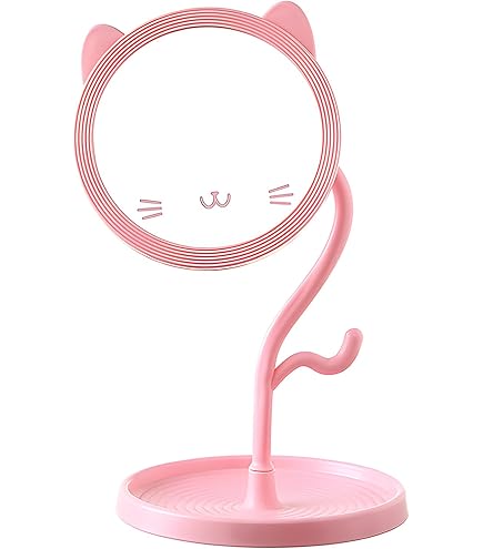 Miroir De Maquillage Double Face, Rond, Rotatif, Miroir Sur Pied Adapte Aux Soins Quotidiens Du Visage Transparent 99324746