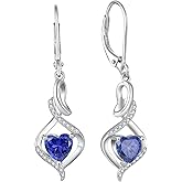 Rocayi Infinity Dangle Drop Earrings for Women 925 Sterling Silver Leverback Earrings Love Heart Birthstone Jewelry Gifts for Women Wife Girlfriend Mother Daughter Her