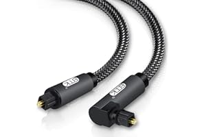 EMK 90 Degree Optical Audio Cable Nylon Braided Digital Audio Optical Cable/Toslink Cable for Home Theater, Soundbars, Gaming