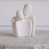 BUTILIVEEN Couple Gifts, Ceramic Couple Sculpture Decor, Anniversary Wedding for Her, Valentines Day Gifts for Wife Husband, Abstract Figure Statue for Home Decoration, Small, White