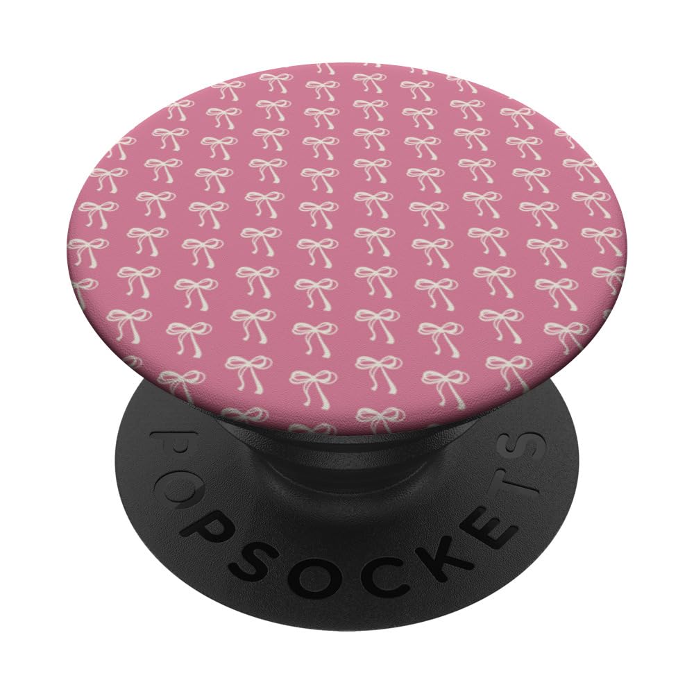 Cute Ivory Little Bows Pink Pattern Coquette Aesthetic PopSockets Swappable PopGrip