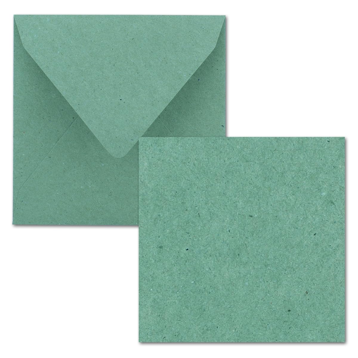 Pack of 25 Plain 6 x 6 Inch Square Kraft Paper Cards with Envelopes Eucalyptus Green Kraft Paper for Greeting Cards etc.