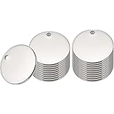 PATIKIL 20 Pcs 1/2 Inch Round Metal Stamping Blanks, Stainless Steel Silvery Blank Tags with Hole for Metal Stamping Tag, Jewelry Making, Engraving
