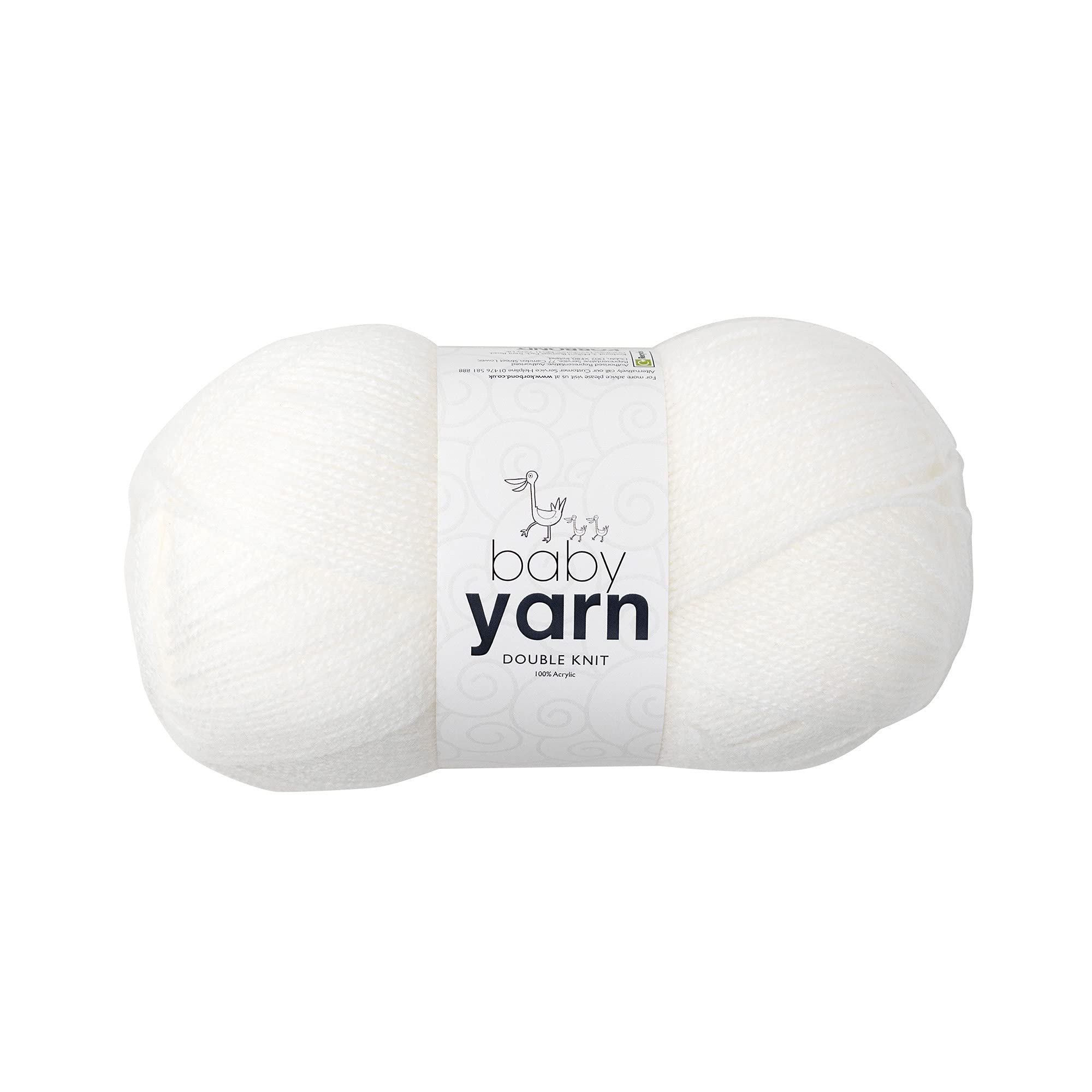 Korbond Baby White Yarn - 100g Acrylic Wool - Lightweight, Hypoallergenic & Durable Double Knit Crochet Yarn Knitting Wool (290m Total)