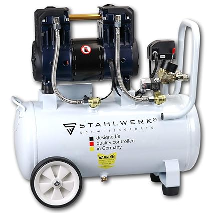 STAHLWERK Druckluft Flüsterkompressor ST 358 pro - 35L Kessel, 8 Bar, ölfrei, 120L/Min, sehr leise, sehr kompakt, weiß, 5 Jah