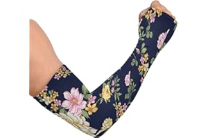 WELLDAY Flower Dragonfly Gardening Sleeves with Thumb Hole Farm Sun Protection Arm Sleeves for Women Men