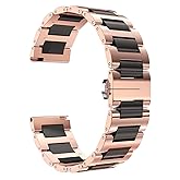 BINLUN Replacement Watch Band Stainless Steel Ceramic Watch Bracelet Polished Strap 12mm/14mm/16mm/18mm/20mm/22mm with Butterfly Buckle 6 Colors