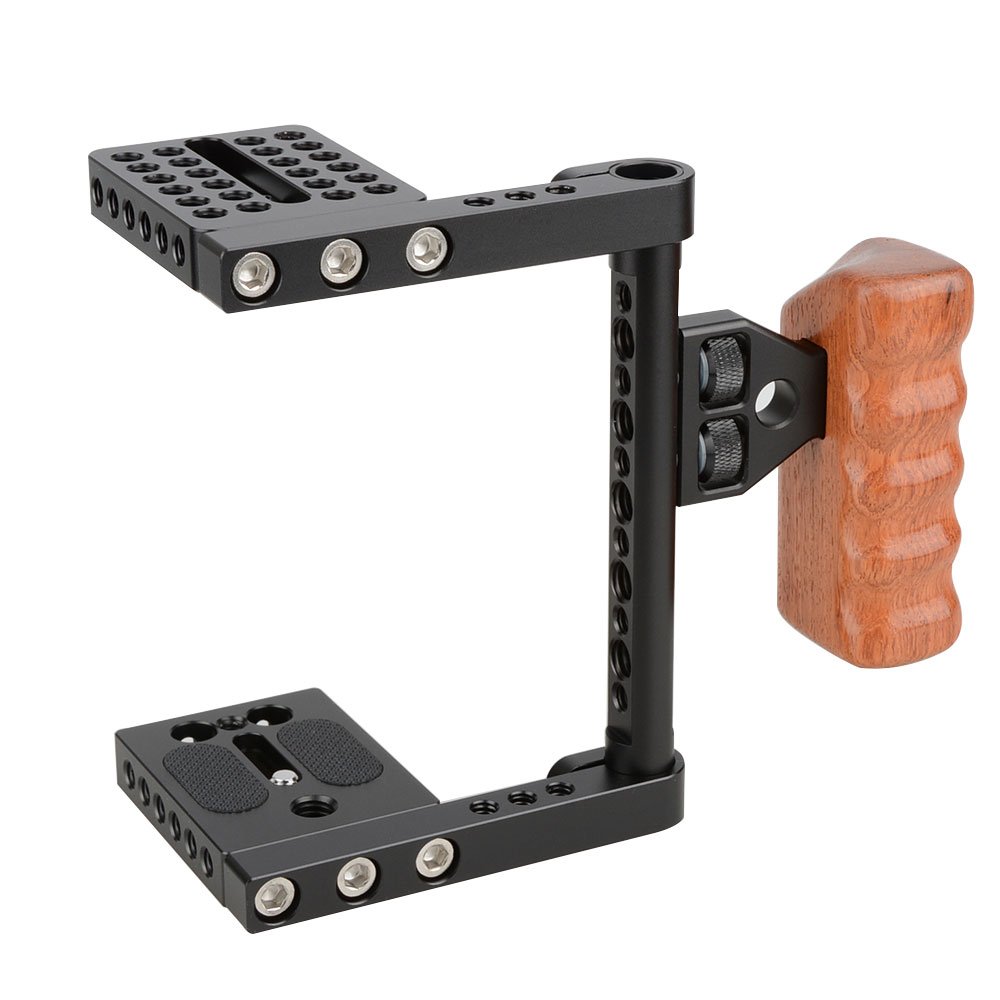 CAMVATE DSLR Video Camera Cage Stabilizer Rig with Wooden