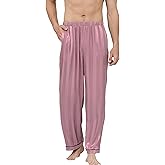 Cromoncent Men's Satin Silky Pajama Pants - Pocketed Soft Cozy Lounge Sleepwear with Elastic Waist S-XXL