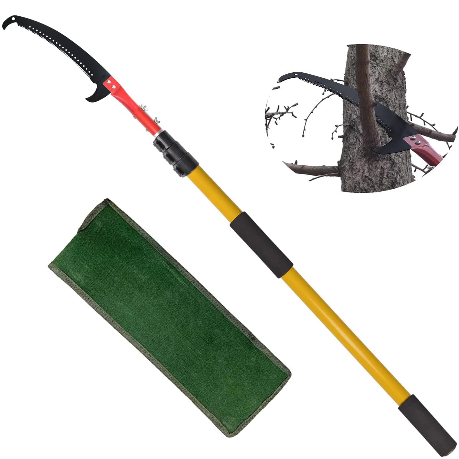 SUNORCHID Telescopic Tree Pruner - 12 Foot Pole Saw, Extendable Long Reach Tree Pruning Saw for Trimming Branches and Leaves