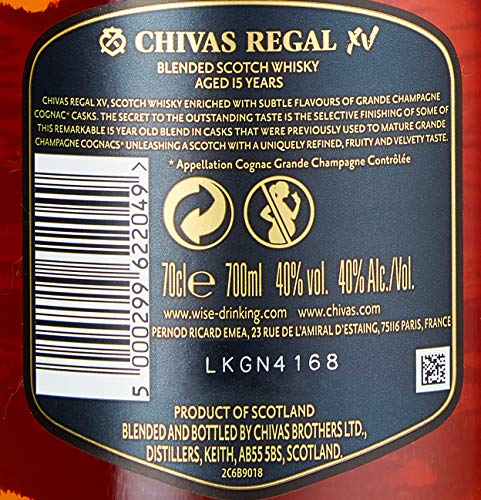 Chivas Regal XV - 15 jähriger Blended Scotch Whisky mit weichen und mildem Geschmack - 0,7l – Bild 8