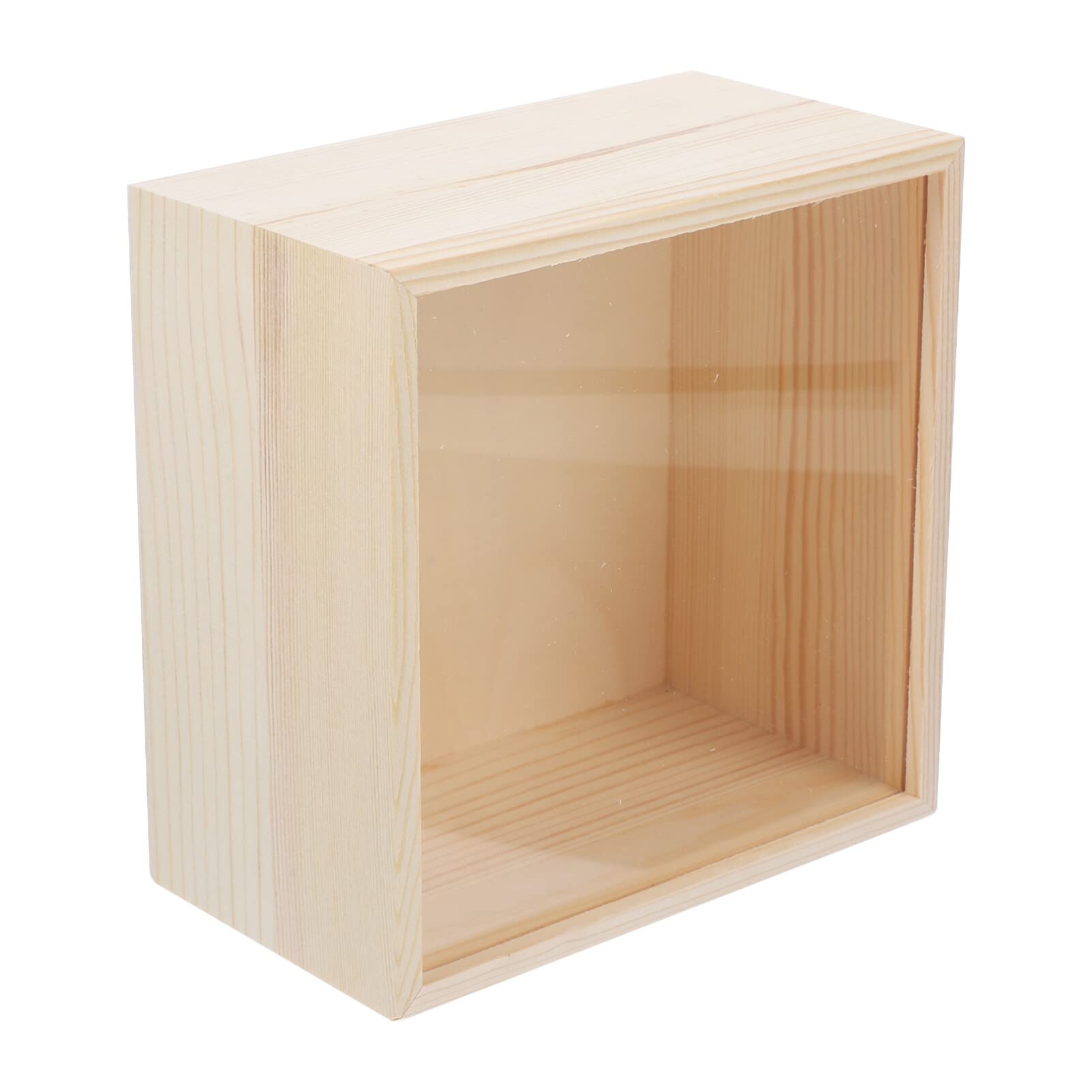 Didiseaon Wooden Storage Box with Sliding Transparency Lid Unfinished Wood Jewelry Boxes Treasure Chest Trinket Case for DIY Craft Home Storage